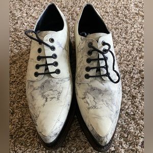 Opening Ceremony Eleanora Platform Oxfords in Marble Print Leather